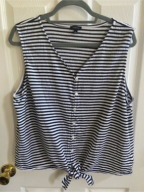 Talbots gauze knit tank with ties